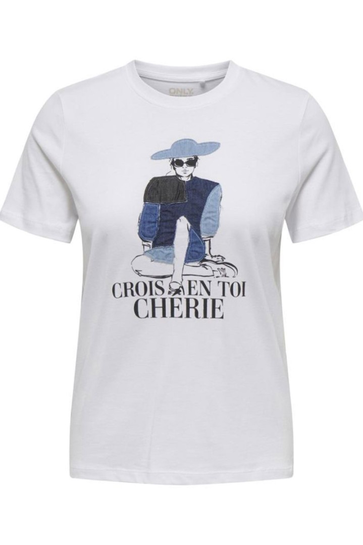 ONLY T-SHIRT ΜΕ ΣΤΑΜΠΑ '' CHERIE ''