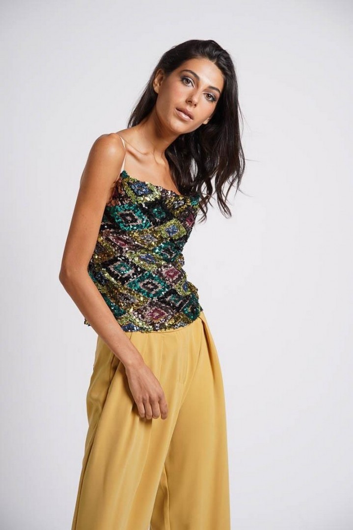 Multicolor sequin top