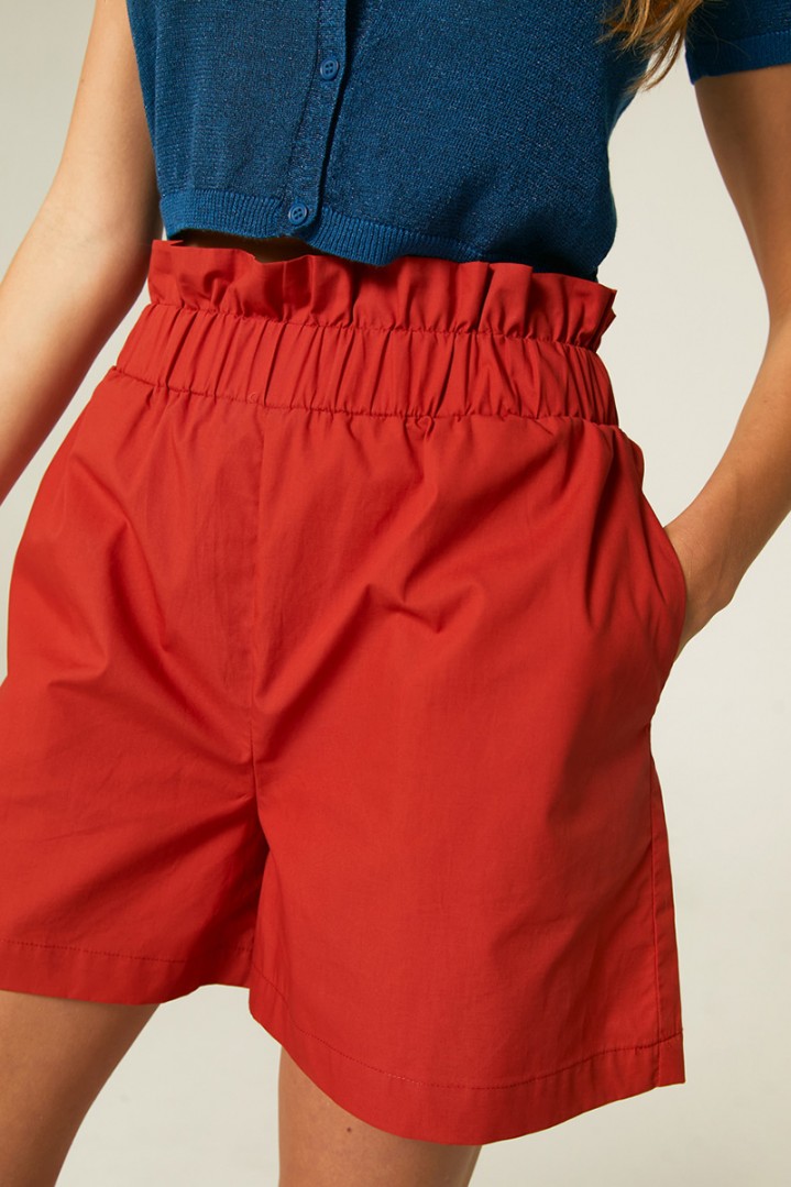 COMPANIA FANTASTICA POPLIN RUFFLED SHORTS WITH ELASTICATED WAIST