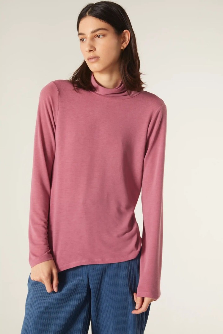 COMPANIA FANTASTICA LONG-SLEEVED STRETCH TOP WITH HIGH NECK