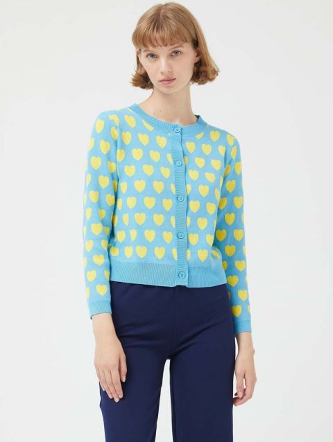 COMPANIA FANTASTICA CARDIGAN ΖΑΚΕΤΑ ΠΛΕΚΤΗ ΜΕ ΚΑΡΔΙΕΣ