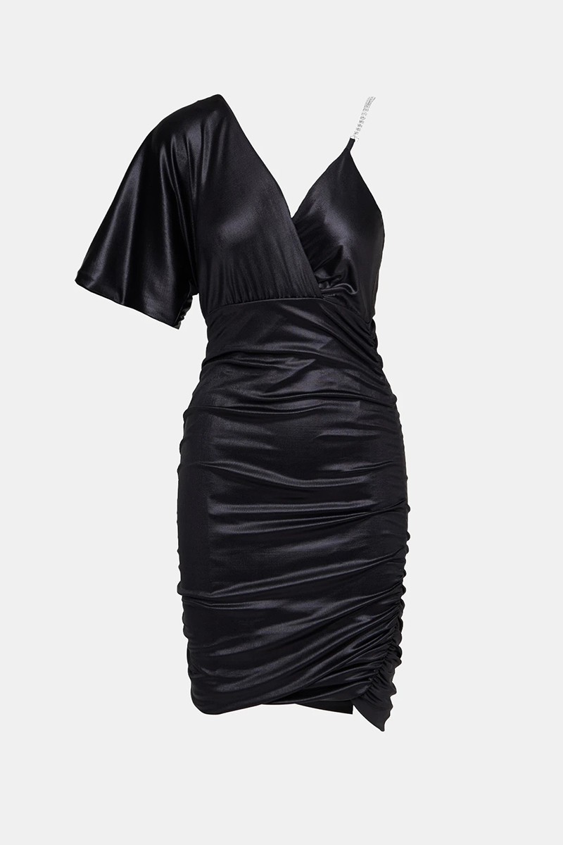 LYNNE MINI ΦΟΡΕΜΑ ΜΕ ΕΝΑ ΜΑΝΙΚΙ ΣΑΤΕΝ ΟΨΗ