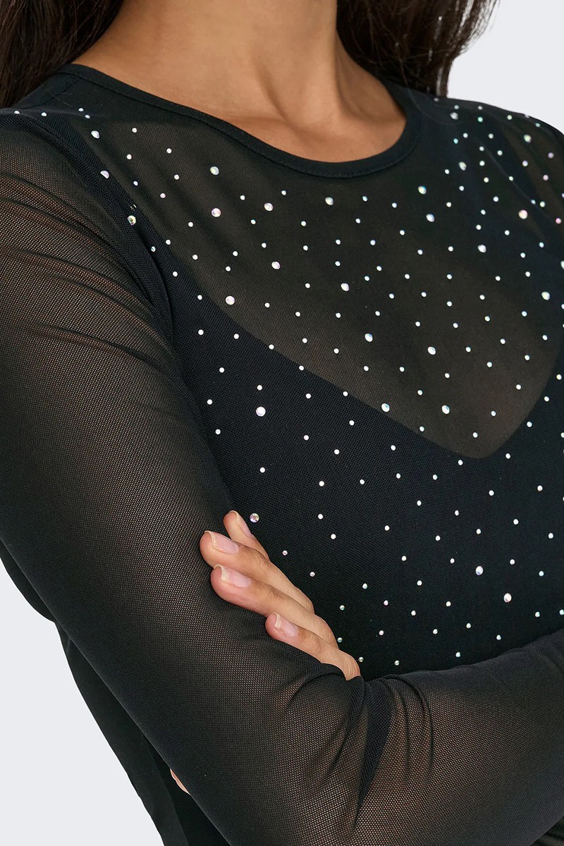 ONLY ΜΠΛΟΥΖΑ ΜΑΚΡΥΜΑΝΙΚΗ ΜΕ ΣΤΡΑΣ - Image 3