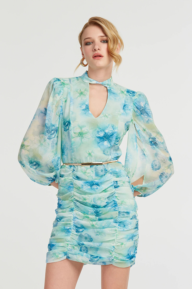 LYNNE MINI ΦΟΡΕΜΑ FLORAL ME ΣΟΥΡΕΣ - Image 2