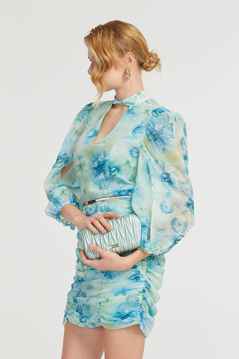 LYNNE MINI ΦΟΡΕΜΑ FLORAL ME ΣΟΥΡΕΣ - Image 5