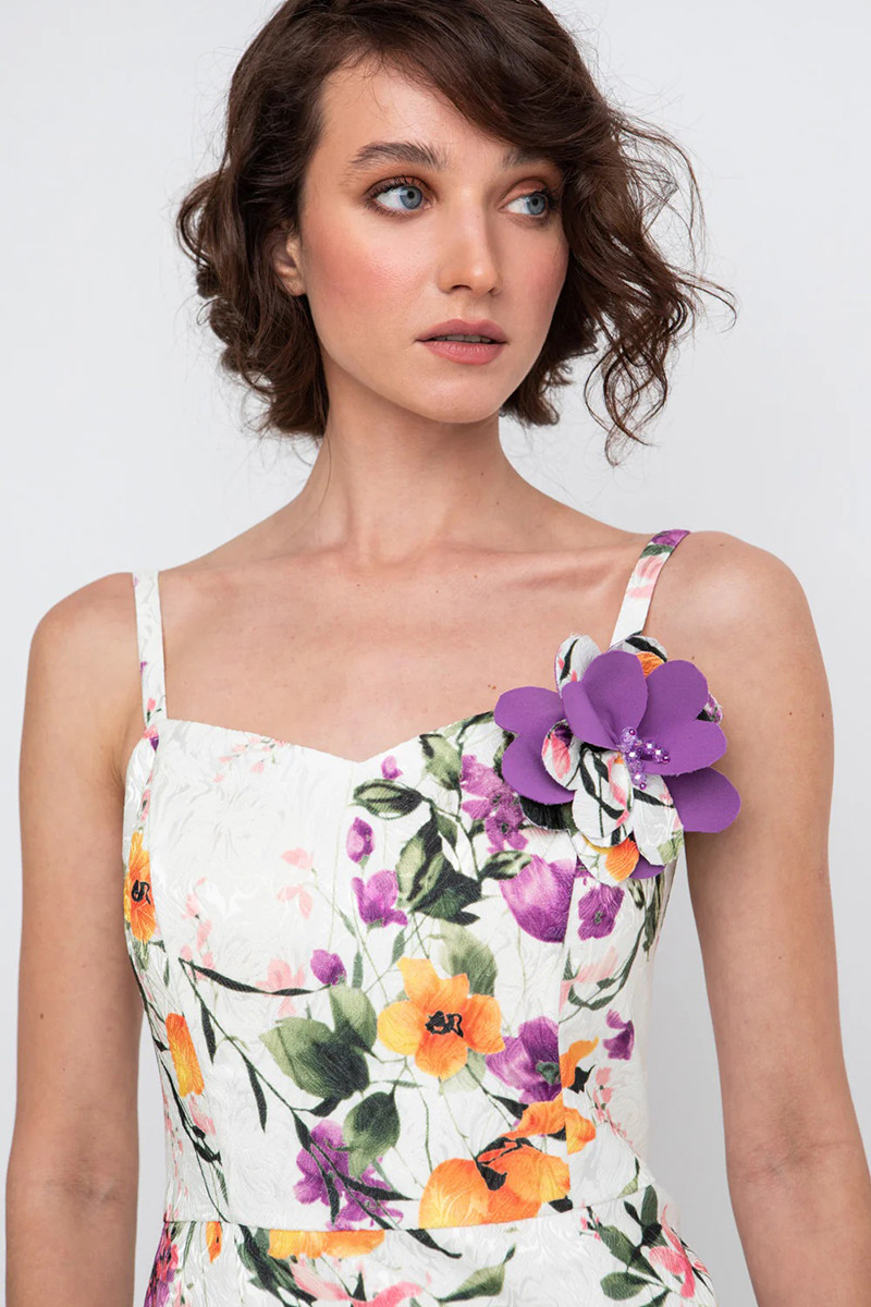LA SOIE LINE FLORAL JACQUARD MIDI ΦΟΡΕΜΑ - Image 3