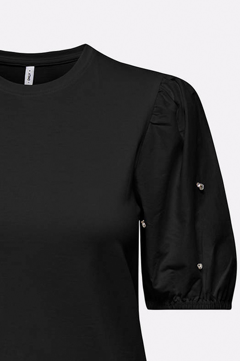 ONLY T-SHIRT ME ΣΤΡΑΣ ΣΤΑ ΜΑΝΙΚΙΑ - Image 9